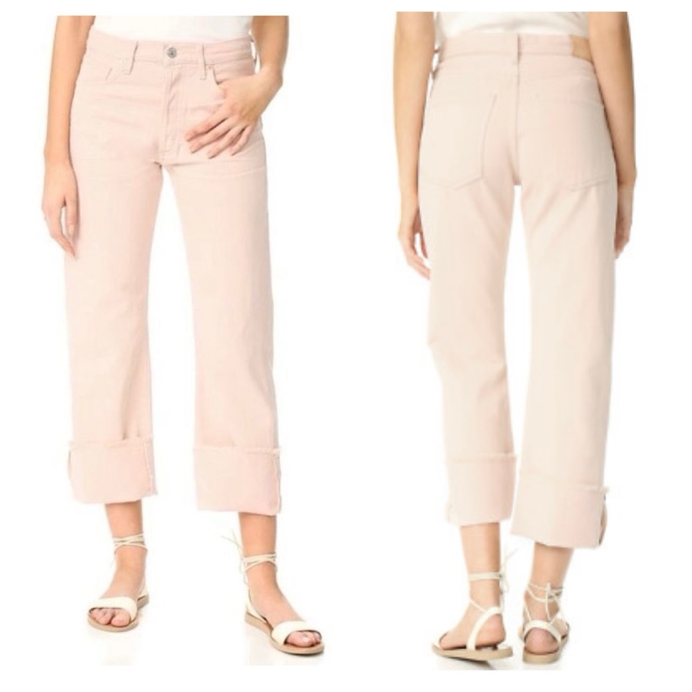 CITIZENS OF HUMANITY Parker Relaxed Cuffed Cropped Jeans Dusty Pink Sz 28